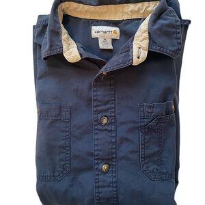 Carhartt Men’s Dark Blue Long Sleeve Button Up Shirt